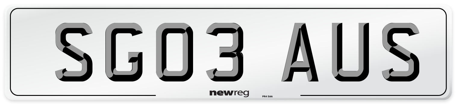 SG03 AUS Number Plate from New Reg
